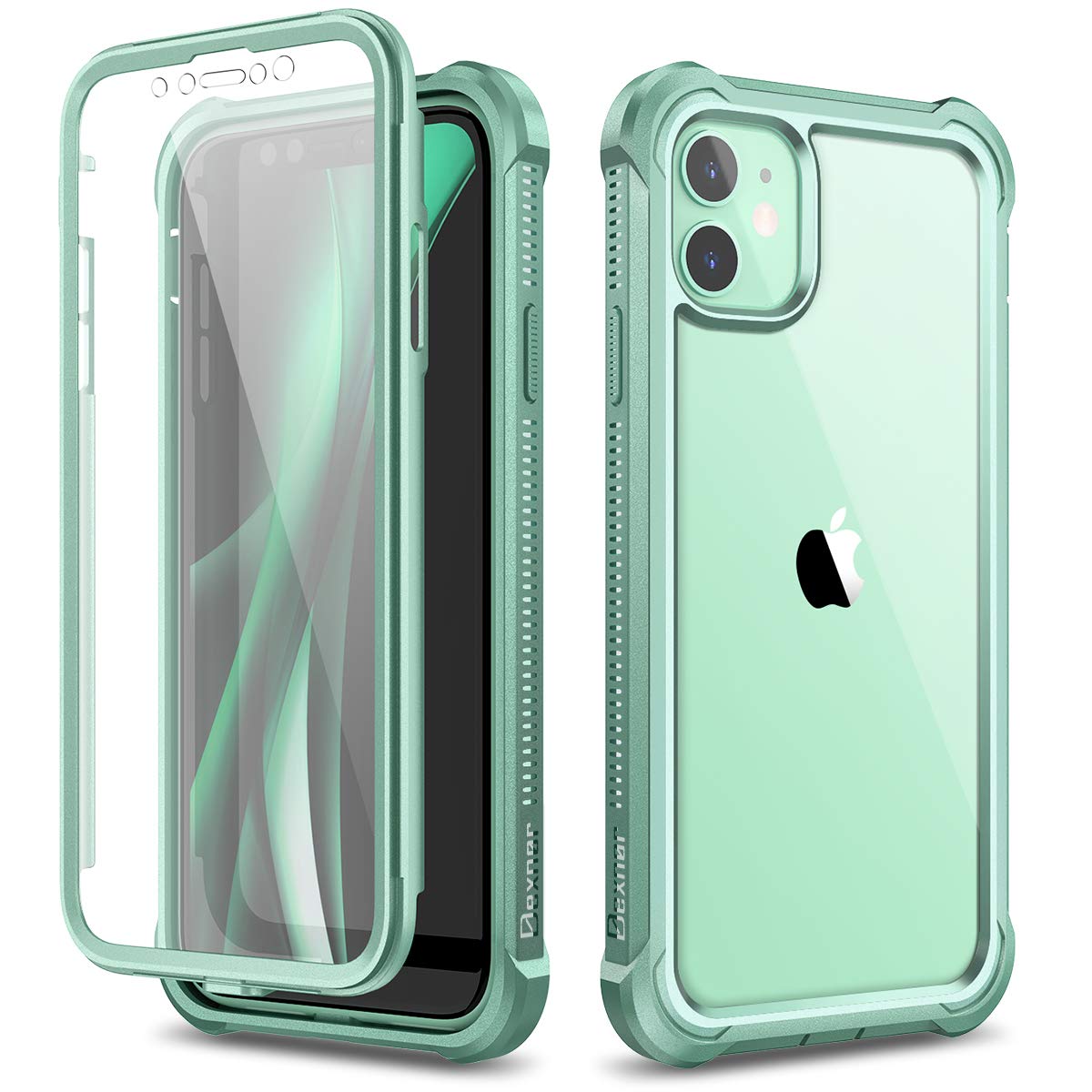 Dexnor Compatible with Iphone 11 Case 6.1 Inch, 360 Degree Full Body Shockproof Protective Cover (2020 Release) with Built-in Screen Protector - Light Green