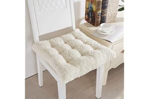 HUIDUO Comfort Seat Cushion Soft Chair Pads Warm Chair Cushion 16x16x4 inches Ice Cream Lambs Wool Fluffy for Adults and Kids for Kitchen Dining Living Room Office Chair Set of 1