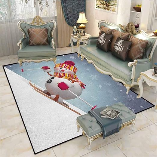 Alfombra de baño con diseño de muñeco de nieve para baño, esquí, muñeco