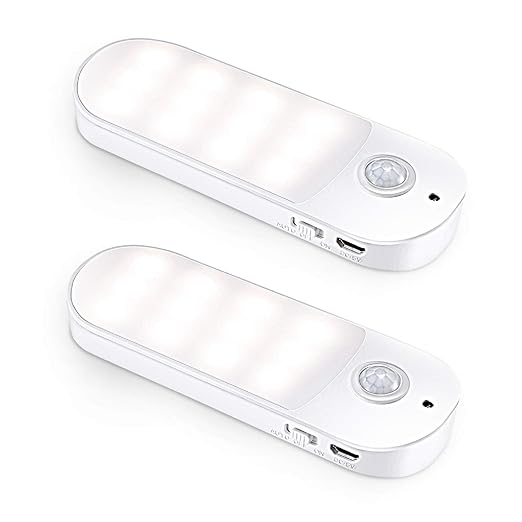 GBlife Luz Nocturna LED, Lámpara Recargable Inalámbrica Recargable Sensor de Movimiento de Lámpara con Sensor PIR para Escalera, Pasillo, Pared, Cajón ...