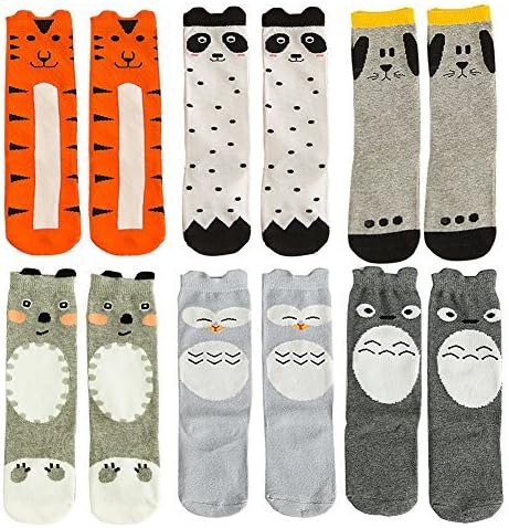 Qteland Toddler Knee Cute High Socks Infant Stockings Tube Socks for baby 6-pack (M(1-3 years))