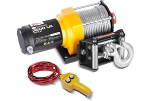 RUGCEL WINCH 3500lb ATV/UTV Electric Winch,with Roller Fairlead, Mount Plate, for Towing, Boats, Off-Road