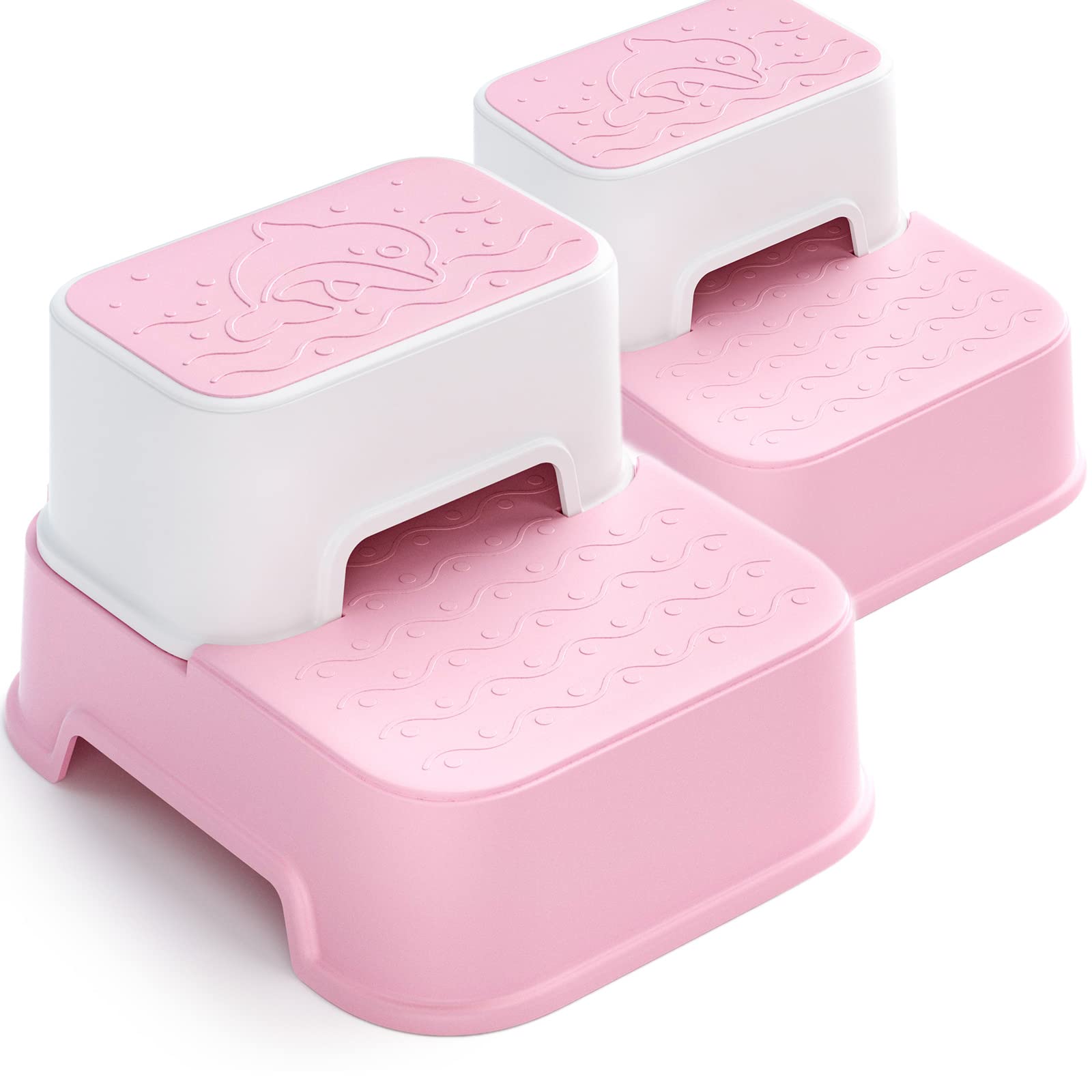 Photo 1 of Toddler Step Stool for Bathroom,Kids Step Stool for Potty Training,Toilet Stool, Slip Resistant (Pink, 2 Packs)