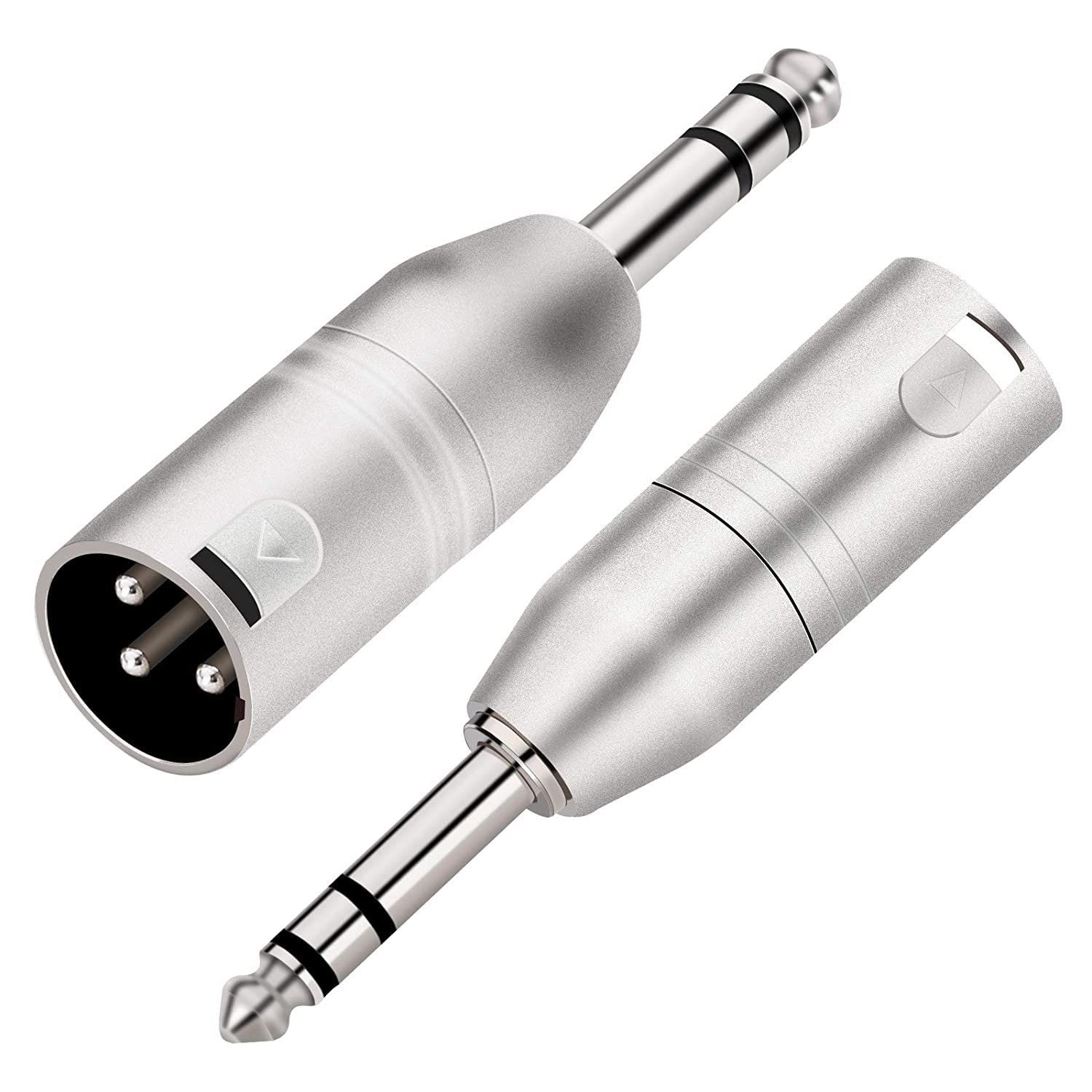 Mr.Gadget's Solutions XLR Male to 1/4" Male TRS Adapter Gender Changer - XLR-M to 6.3mm Stereo Coupler Adapters - 2 Pack