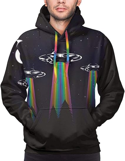 Amazon ポケット付きメンズファッションパーカーレインボーufoスウェットシャツ トレーナー パーカー 通販