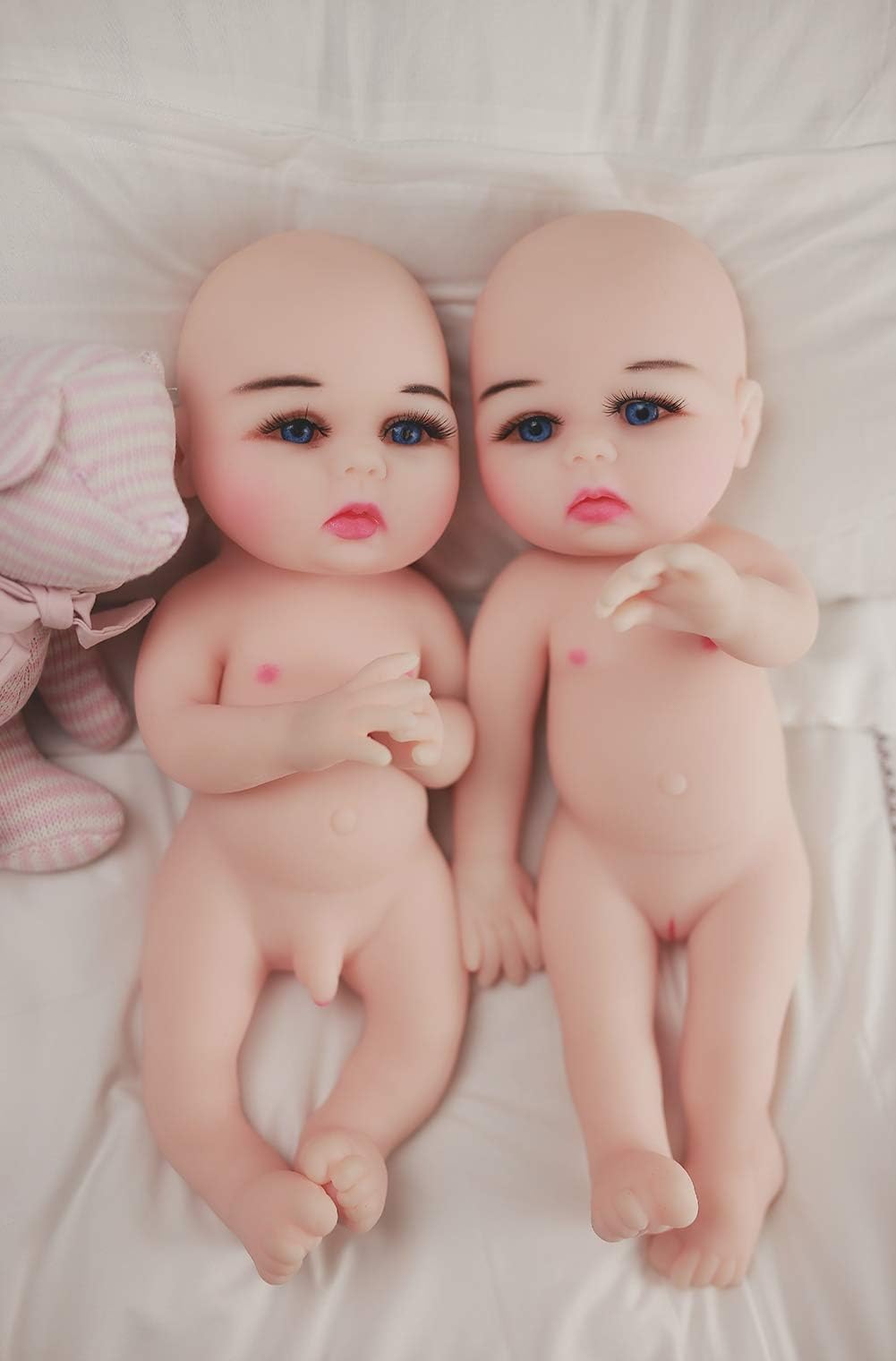 GZxiang 15 inch Realistic Reborn Baby Doll, Boy and Girl Twins Full Body Silicone Newborn Bathe Partner Toy Gift, 2.2Kg