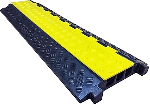 Electriduct Low Profile 3 Channel Cable Protector Rubber Ramp Black Base/Yellow Lid