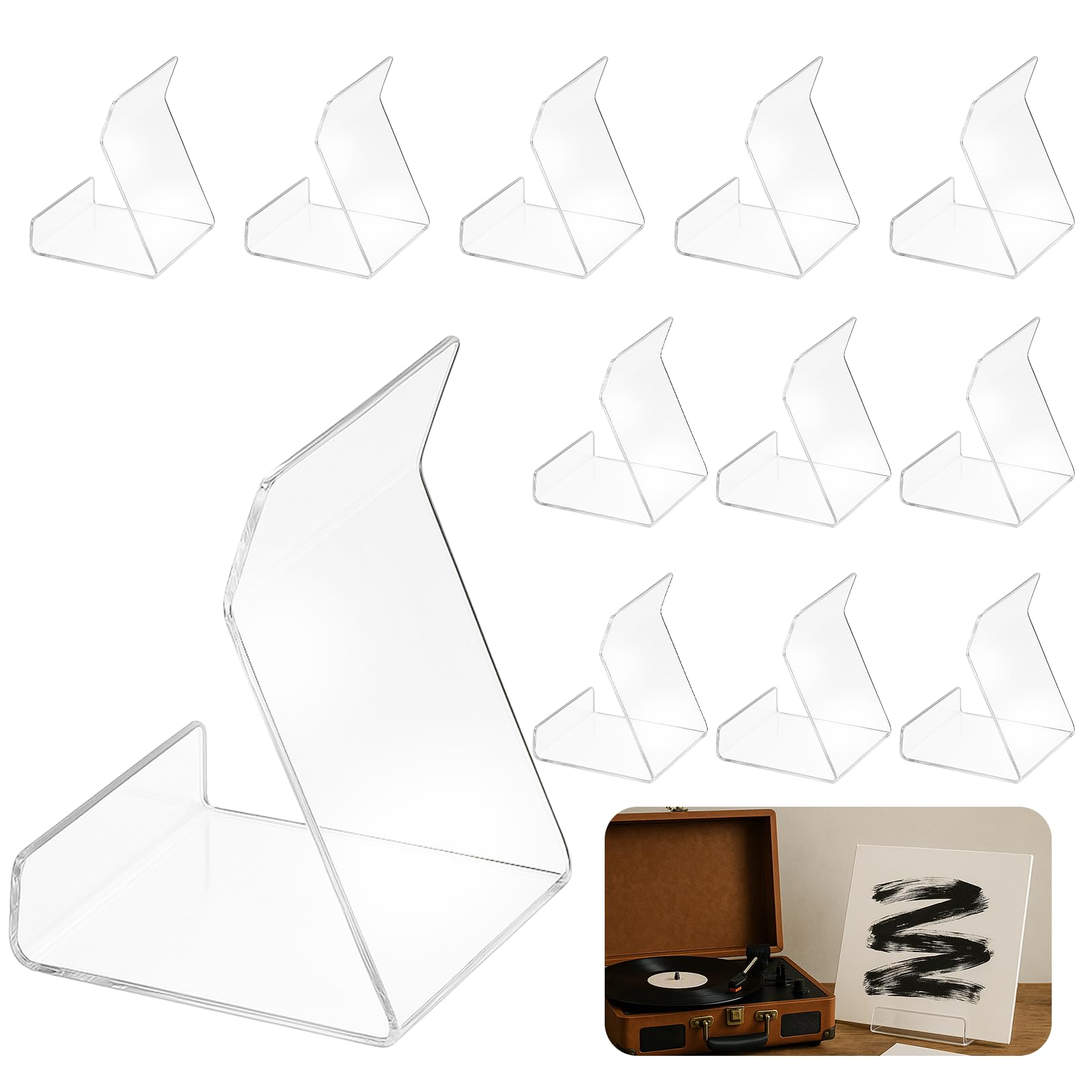 Photo 1 of 12pcs Clear Acrylic Book Stands for Display, 4inch Acrylic Book Holders Book Stand Picture Easels for Display Displaying Tablets Newspaper Magazines Notebooks Textbooks CD