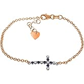 Galaxy Gold GG Sapphire Cross Bracelet with Diamond Accents in 14k Rose Gold