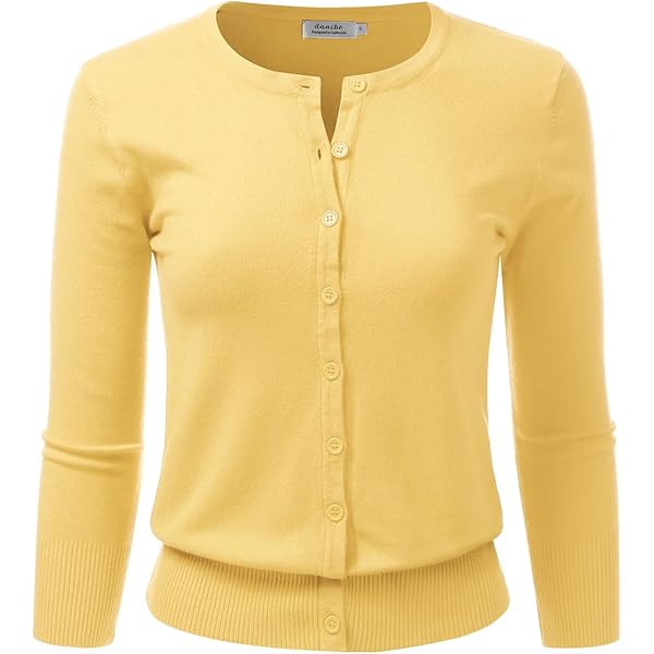 EIMIN Women's 3/4 Sleeve V-Neck Button Down Stretch Knit