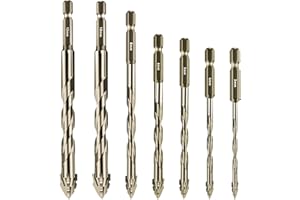 7 Pack New Four-Flute Sawtooth Eccentric Drill Bit Size 3/4/5/8/10/12mm,Four-Edged Tungsten Steel Carbide Serrated Eccentric 