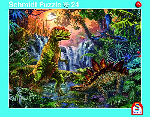 Schmidt Spiele 2er-Set Rahmenpuzzle Giganten der Urzeit und Dinosaurierwelt 24+40 Teile