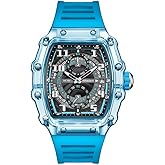 FANMIS Fashion Hollowed Men Watches Transparent Barrel-Shaped Quartz Watch Silicone Band Waterproof Chronograph Casual Fashion Male Wristwatch