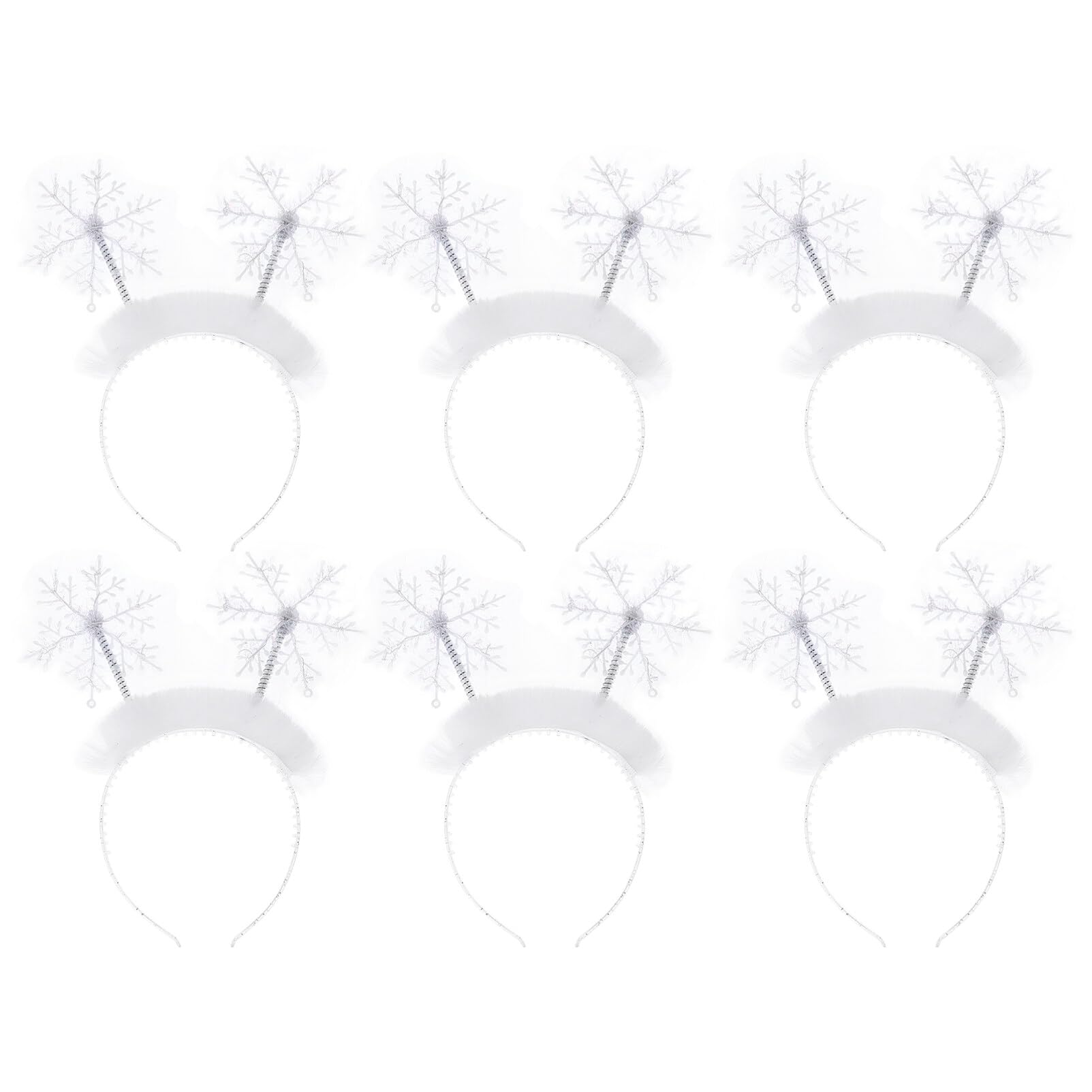 FRCOLOR Snowflake Headbands, 6pcs Snowflake Head bopper Glitter Headband Christmas Hair Bands for Xmas Party Favors Supplies