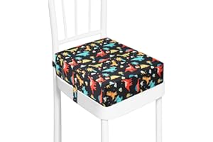 KOXUIUF Toddler Booster Seat for kitchen chair Dining Table, Washable Thick Strong Support Portable Booster Chair for Toddlers Eating, Easy Cleaning Booster Seat Cushion Detachable with Adjustable Straps