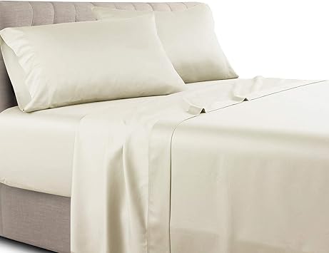 Amazon Com Royal Tradition Solid 300 Thread Count 100 Percent Cotton 4pc California King Bed Sheets Set With Deep Pockets Ivory Home Kitchen