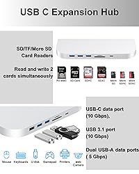 Mac Mini Docking Station, USB C hub 10Gbps SD/TF