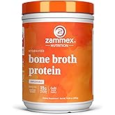Zammex 100% Grass-Fed Beef Bone Broth Protein Powder, 18G Protein, Hydrolyzed Collagen Peptides Type 1&3, Supports Healthy Skin, Nails, Hair, Joints, Non-GMO, Gluten Free, Paleo & Keto Friendly