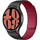 Haveda No Gap Magnetic Band Compatible with Samsung Galaxy Watch 7/6/5/4/FE 40mm 44mm/Galaxy Watch 4 6 Classic 47mm 46mm 43mm 42mm/Watch 5 Pro 45mm, 20mm Silicone Watch Bands Strap for Men Women