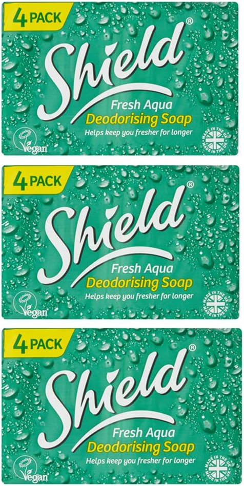 Shield Fresh Aqua Deodorising Soap Three Packs 4 Pack Each