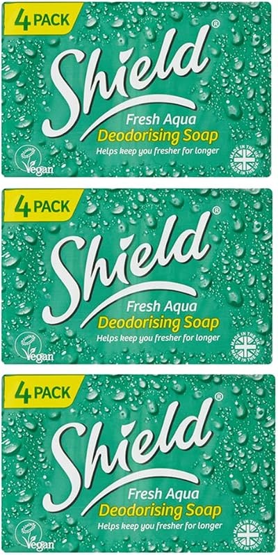 Shield Fresh Aqua Deodorising Soap Three Packs 4 Pack Each