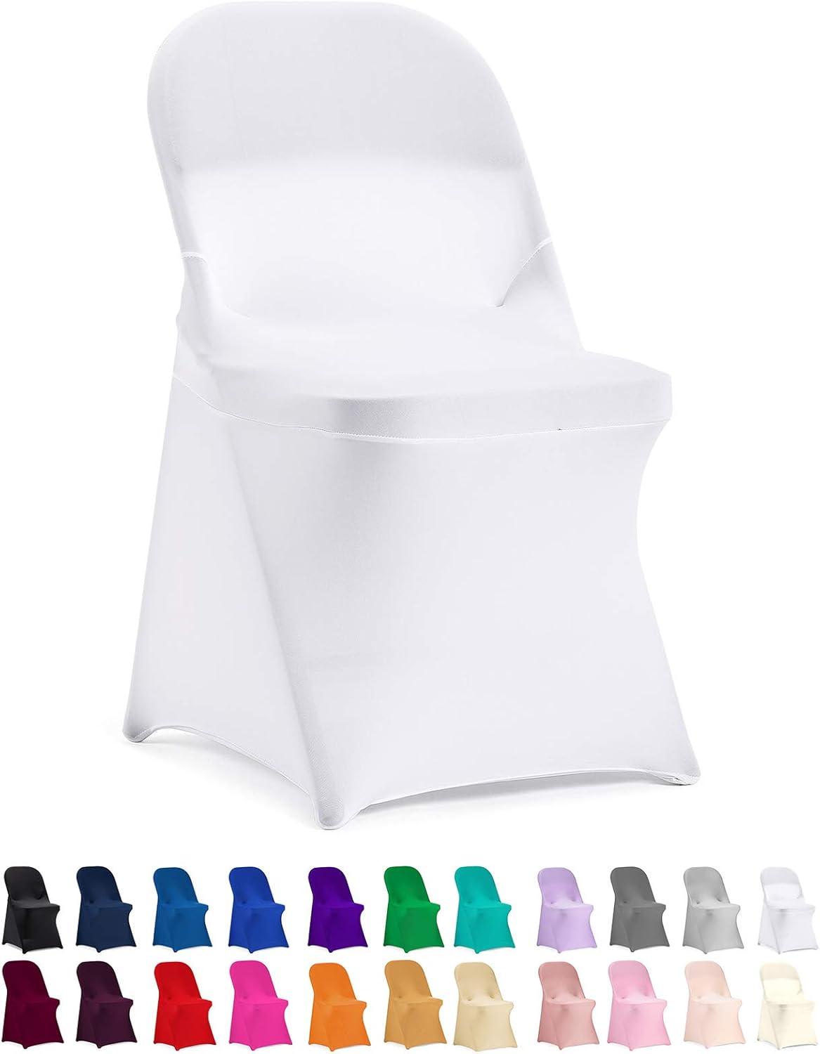 Slipcovers - Peomeise Stretch Spandex Folding Chair Cover for Wedding Party Dining Banquet Event (White,12pcs)