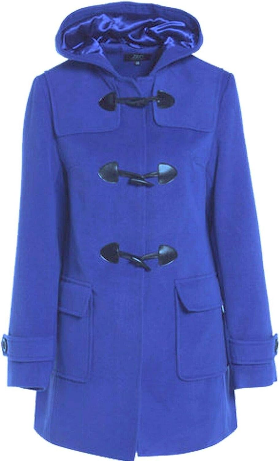 MyShoeStore Ladies Duffle Wool Coat Womens Trench Winter Casual Hooded