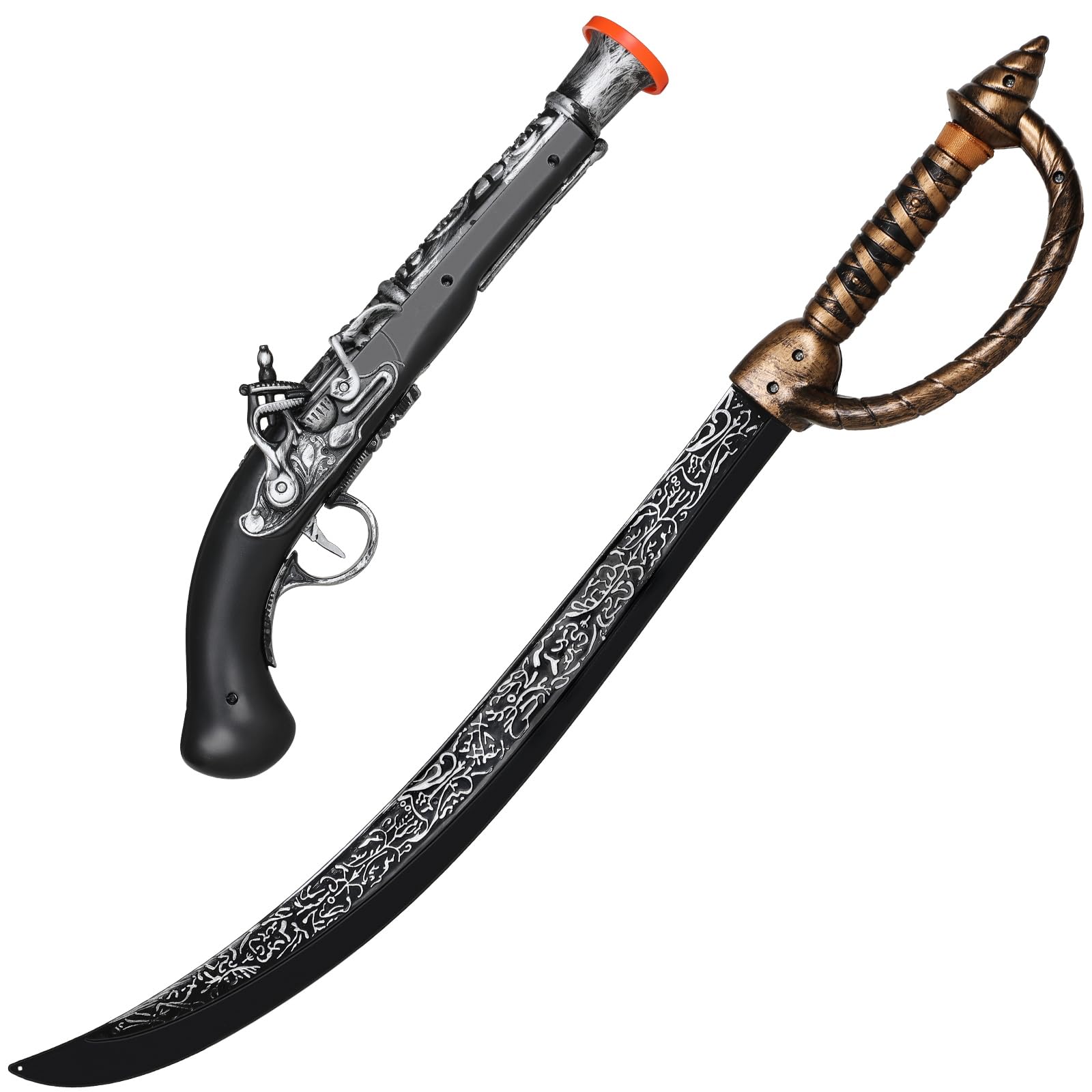 Spinosaurus 2pcs Pirate Sword Set for Kids,Pirate Accessories for Cosplay Party Plastic Long Sword Pretend Weapons for Dress-Up Accessories