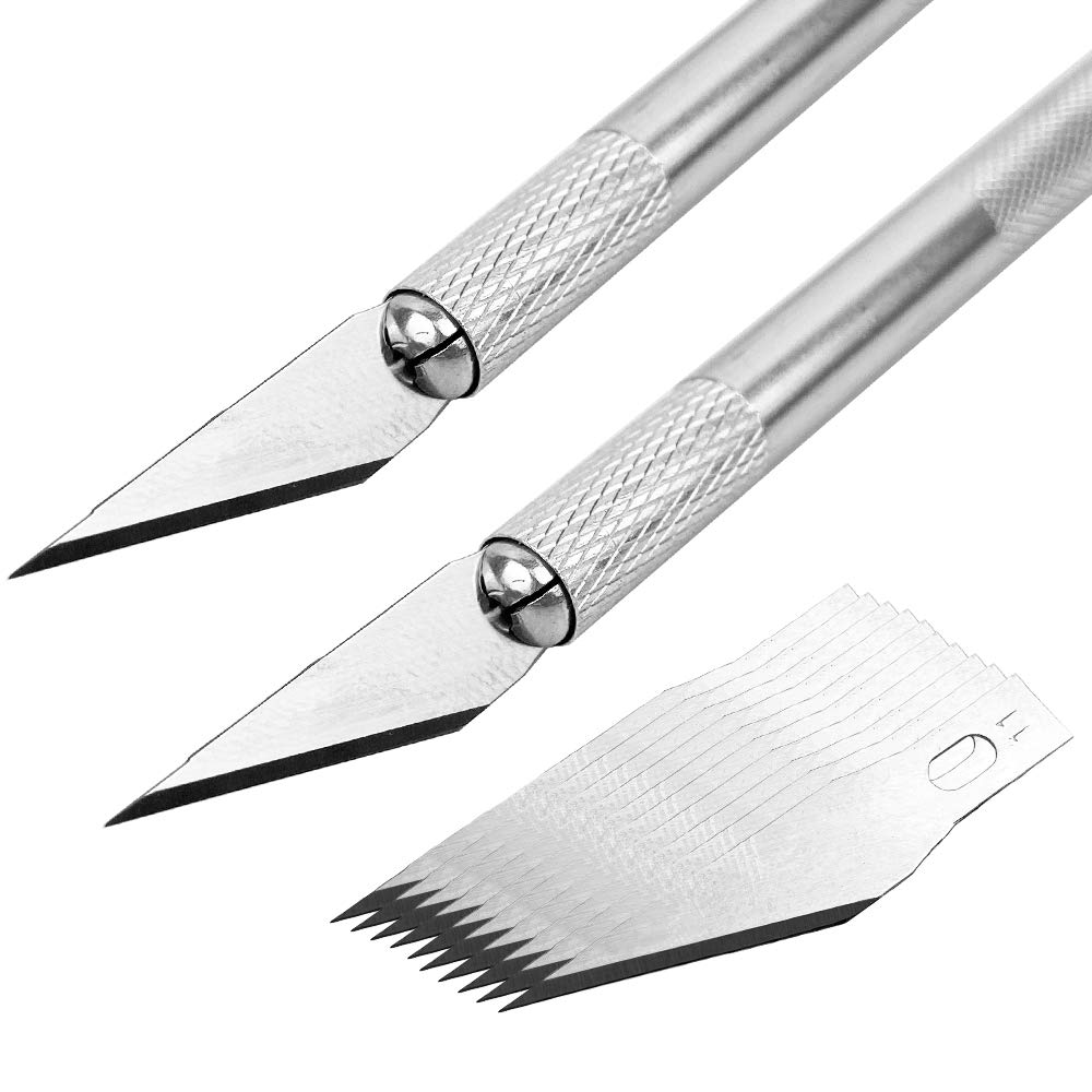 9mm Snap Off Knife & Precision Carving Craft Knife With 15 Piece Knife Blades Replacement for DIY Art Work, Use In School Home Office Utility Knife