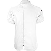 ChefsCloset Jamison Men's Short Sleeve Chef Coat – Modern Mens Chef Jacket for with Offset Zipper and Mesh Panels