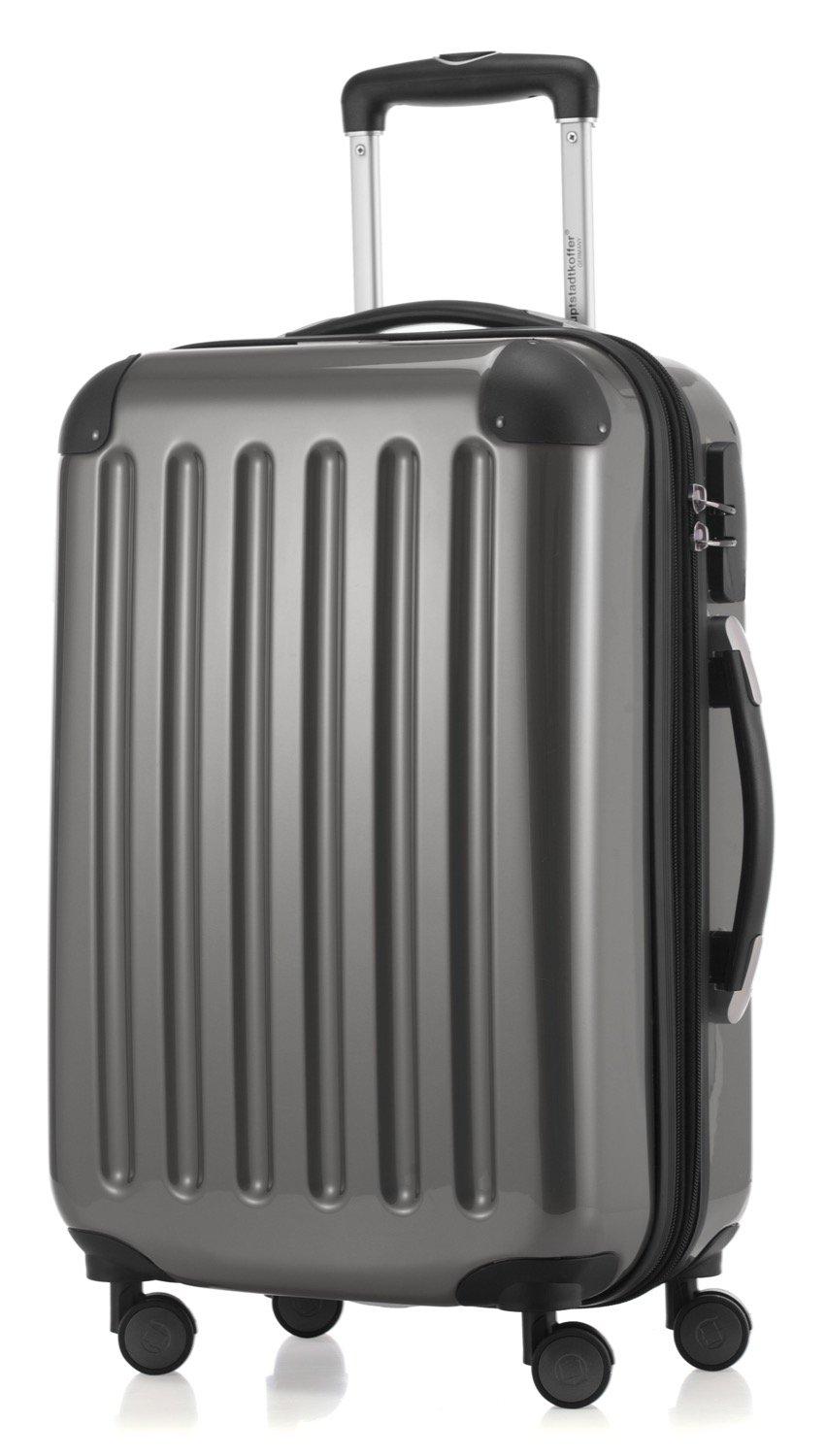 Hauptstadtkoffer Alex Cabin Suitcase 55x38x23 cm, 42 L, Combination Lock, Expandable Hard Shell Trolley PC/ABS, 3.2 kg, 4 Double Wheels, Titan