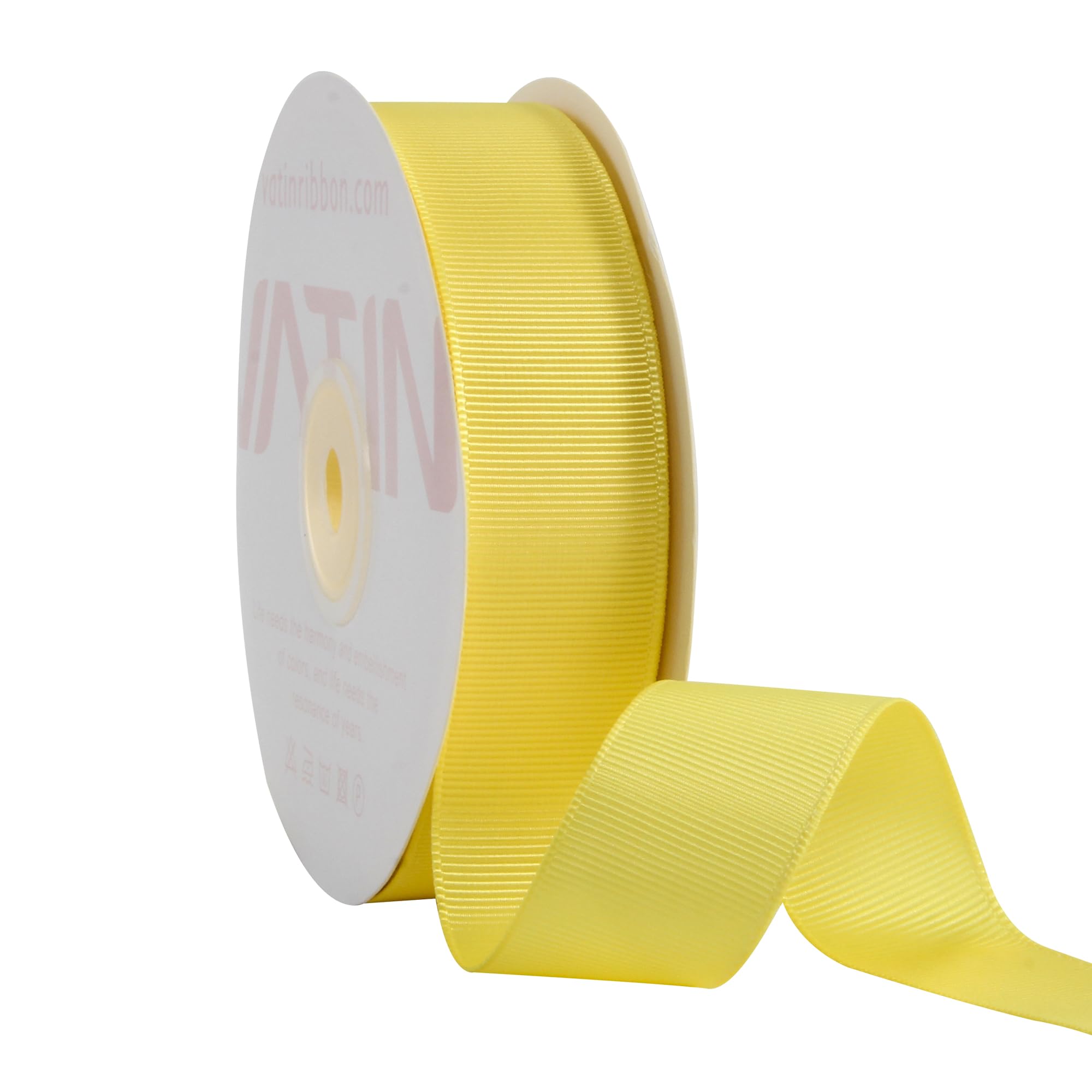 VATIN 25 mm Lemon Yellow Grosgrain Ribbon 23 Metres Perfect for Wedding Decor, Wreath, Baby Shower,Gift Package Wrapping and Other Projects