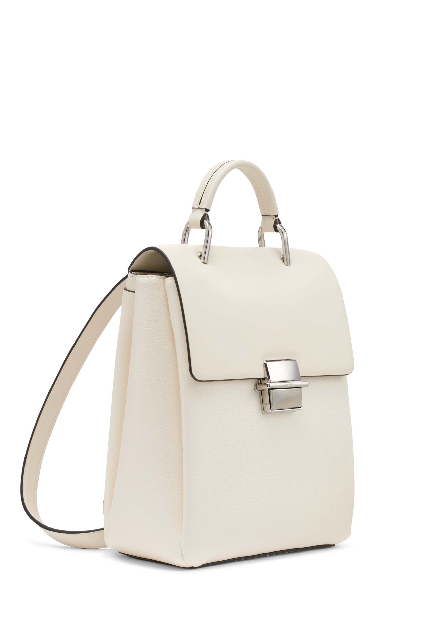 Calvin Klein Clove Triple Compartment Flap Backpack, Cherub White, One Size
