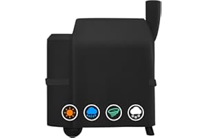 ZBXFCSH Heavy Duty Waterproof Wood Pellet Grill Smoker Cover, UV Resistant Full Length BBQ Grill Cover Compatible with BAC503 Traeger Pro 22 / Pro 575 Series, Lil' Tex Grill and More, All Weather Protection