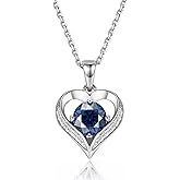 LOVE&LOVE Moissanite Heart Necklace for Women, 1CT / 2CT D Color VVS1 GRA Certified, 18K White Gold Plated 925 Sterling Silver, Engraved LOVE & LOVE, Romantic Jewelry Gift for Her