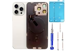 ZVB 15 Pro Max Back Glass Replacement Kit with Plate & Flex Cable and All Parts, White Titanium, 6.7 Inch for iPhone 15Pro Max Back Cover Glass, with Repair Tools (White Titanium)