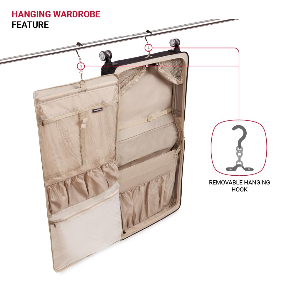 SwissGear 7895 Premium Rolling Garment Bag, Black, 24