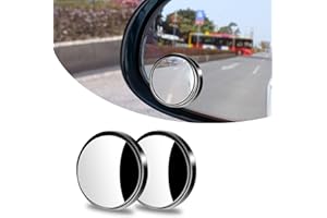 GKmow 2 PCS Car Reversing Blind Spot Mirror, 2.16" x 0.39" High-definition Glass 360° Large Viewing Angle Round Mirror, Self-