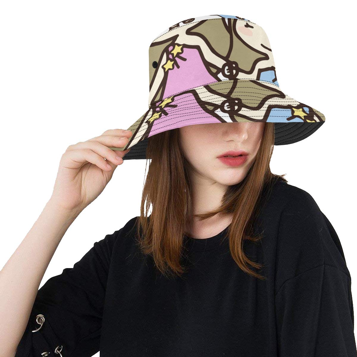 Hat Bucket Summer Unisex Bucket Hat Gemini Long Hair Beauty Girls