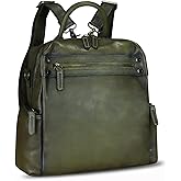 Genuine Leather Backpack Purse for Women Vintage Casual Daypack Knapsack Handmade Rucksack Convertible Shoulder Bag (Green) Medium
