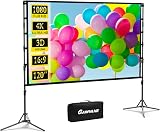 GAINVANE 120" Portable Projector Screen Stand 16:9 4K HD Wrinkle-Free Indoor view 1