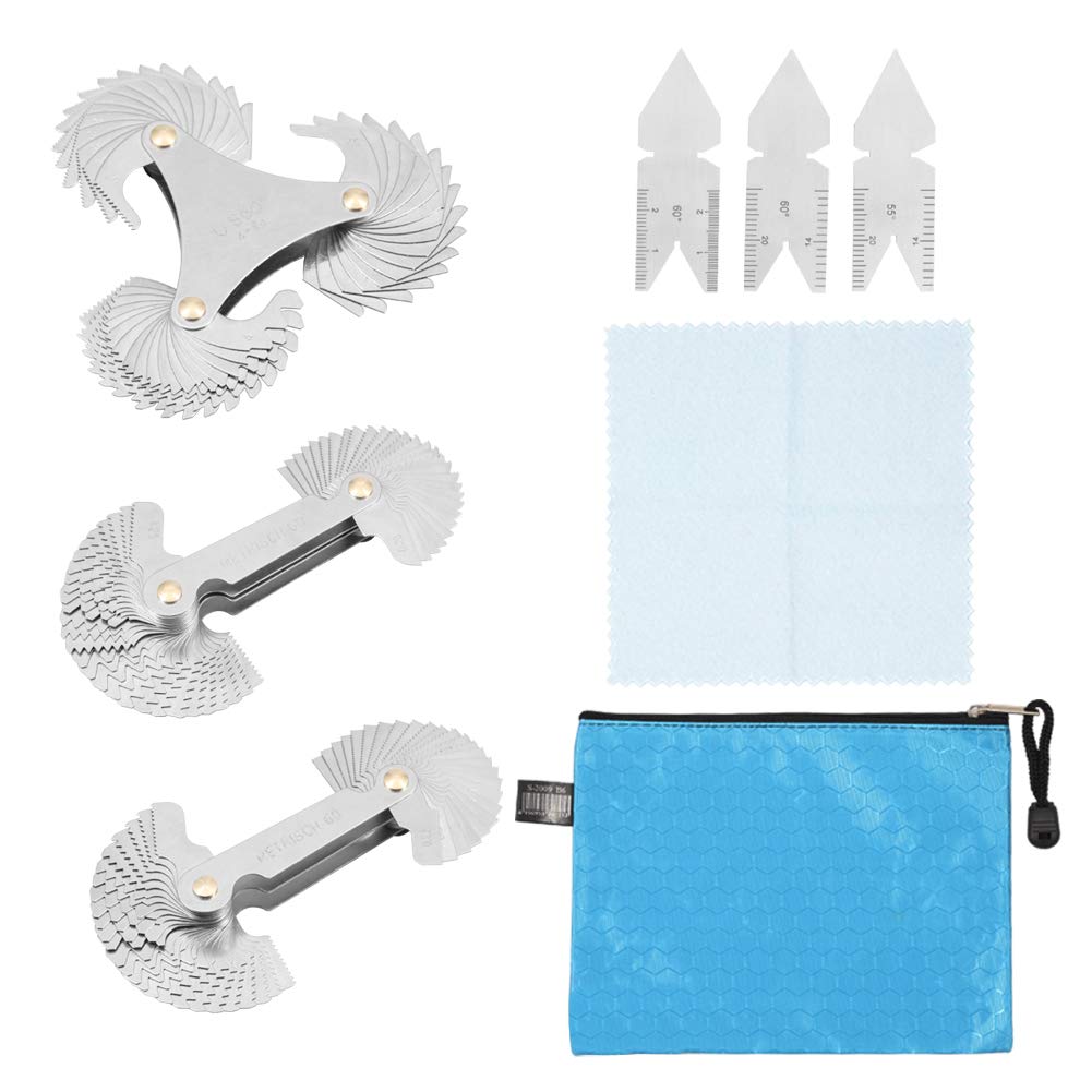 SPEEDWOX Thread Pitch Gauge Set Thread Measuring Gauge Set 58Pcs Metric & America SAE & Inch 52Pcs Metric & Inch 51Pcs America SAE Screw Pitch Gage Center Gauge Stainless Steel Pitch Gauge