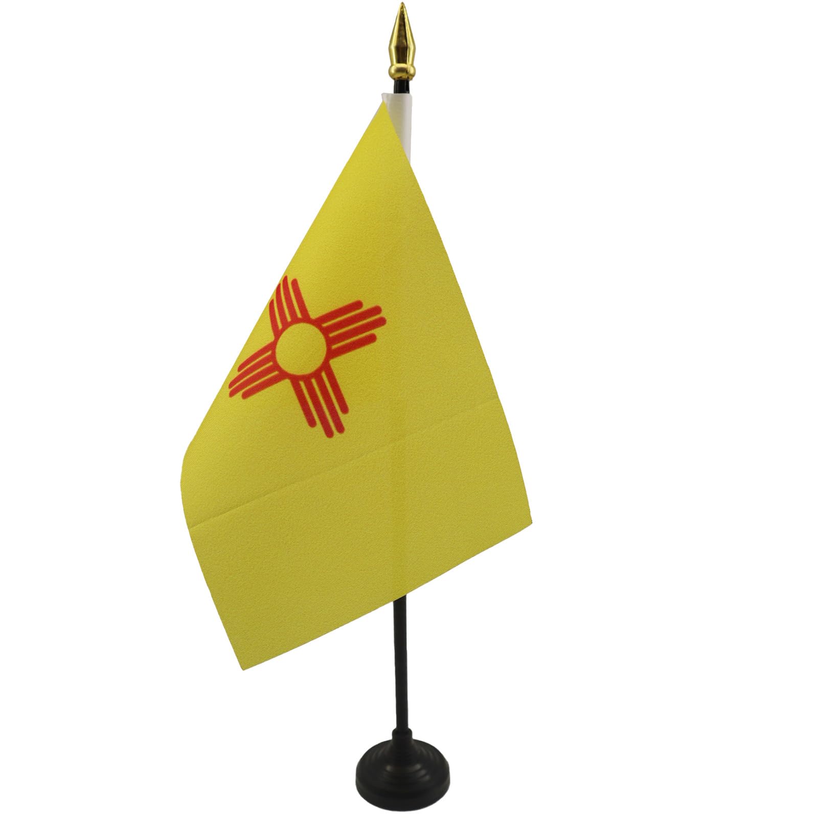 AZ FLAG - New Mexico Table Flag 4'' x 6'' - US state of New Mexico Mini Desk Flag 100% Polyester 15 x 10 cm - Office Mini Banner with 10'' Pole - Golden Spear