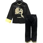 KKmeter Kids Boys Traditional Chinese Kung Fu Outfit Embroidery Dragon Tang Uniform Martial Arts Suits