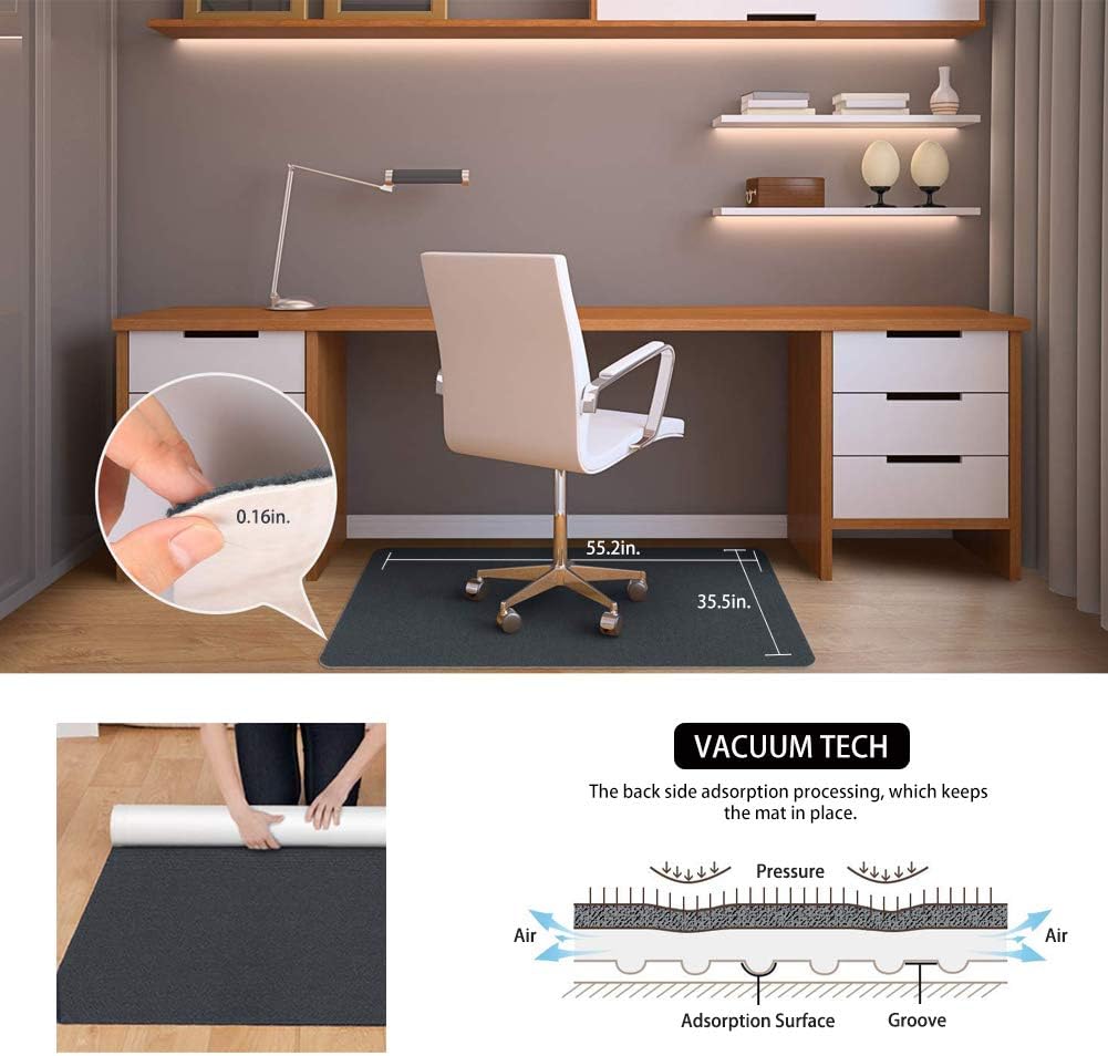 Office Chair Mat, Opaque Hard Floor Mat for Home, 0.16" Thick Multi-Purpose Low Pile Desk Chair Mat for Hardwood Floor (35x55 in. / Dark Gray): Kitchen & Dining