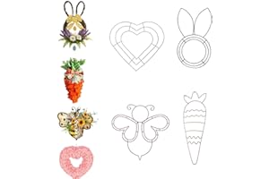 4Pcs Easter Rabbit Heart Bee Carrot Wreath Metal Frames - 16 Inch Wire Form Floral Garden Wreath for DIY Craft, Indoor & Outd