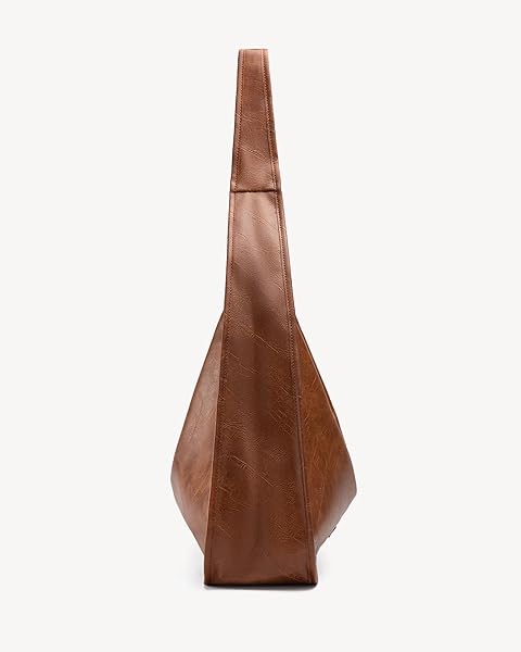 NEWBELLA HOBO PURSE, PU LEATHER SHOULDER BAG, TOTE HANDBAG FOR WORK AND TRAVEL (BROWN-LARGE SIZE)