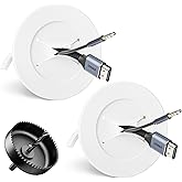 LEENUE in Wall Cable Management Kit, Slim TV Wire Hider Kit for Wall Mounted TV, 2 Pcs Pass Through with Hole Saw for Network