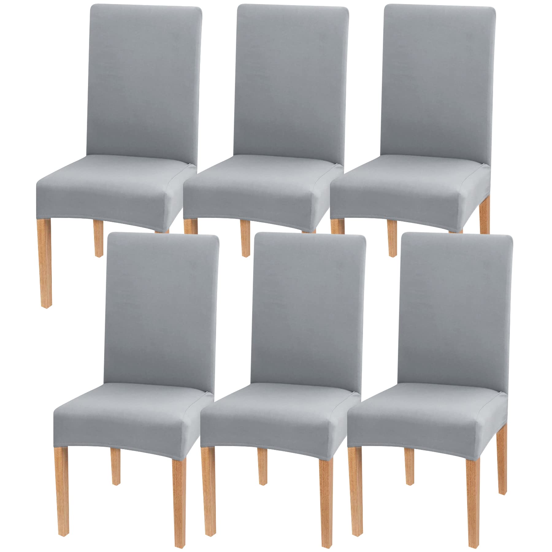 Newthinking Stretch Chair Covers for Dining Room, High Back Covers, Removable and Washable Full Wrap Elastic Cover Hotel, Wedding, Kitchen, Room (Anthracite, 6 Pack) (yzt)