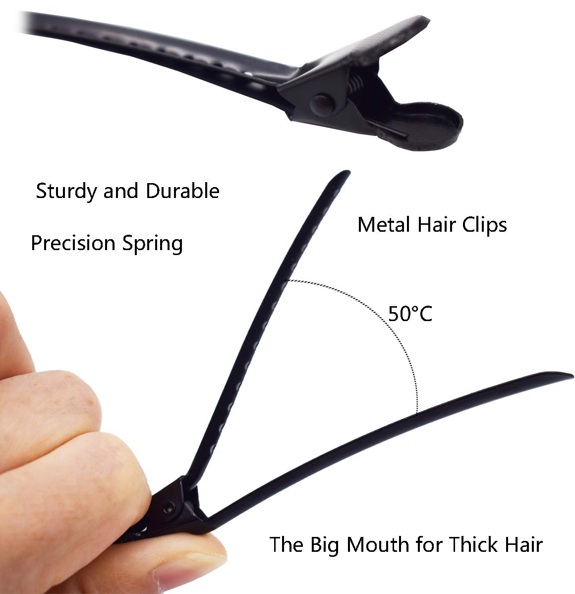 Hair Clips for Styling, 12 Pcs Professional Rustproof Metal Hair Styling Clips Hair Clip Set, 3.7 Inches Durable Salon Hair Clips Styling Tools for Salon, Personal &thick Hair (black)